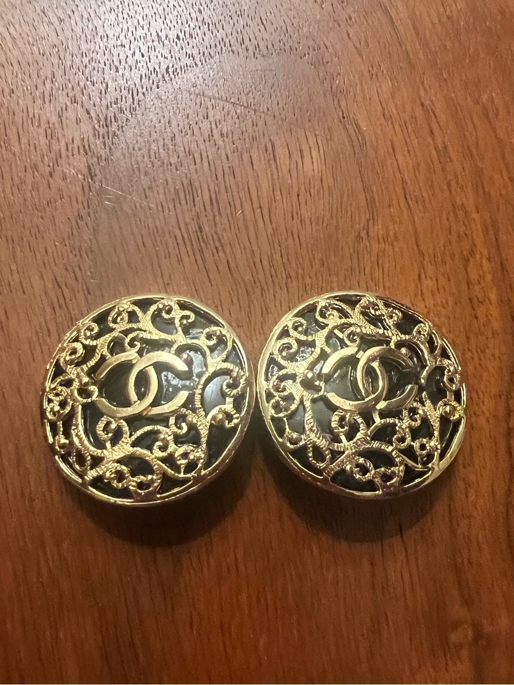 CHANEL BUTTON EARRINGS